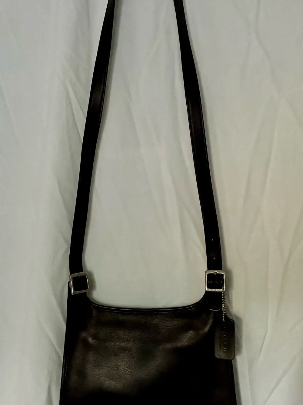 Coach black Leather Messenger Bag with Silver Hardware